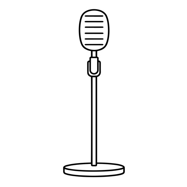 Vector clean and minimalist microphone outline vector graphic