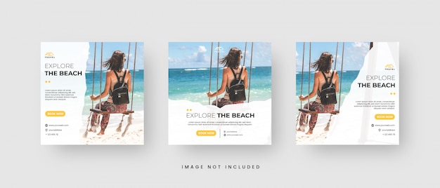 Vector clean minimalist travel social media post template