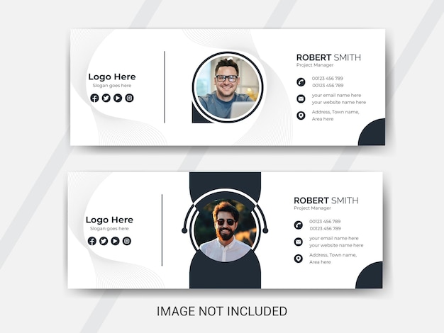 Clean and minimalistic email signature template design or social banner.