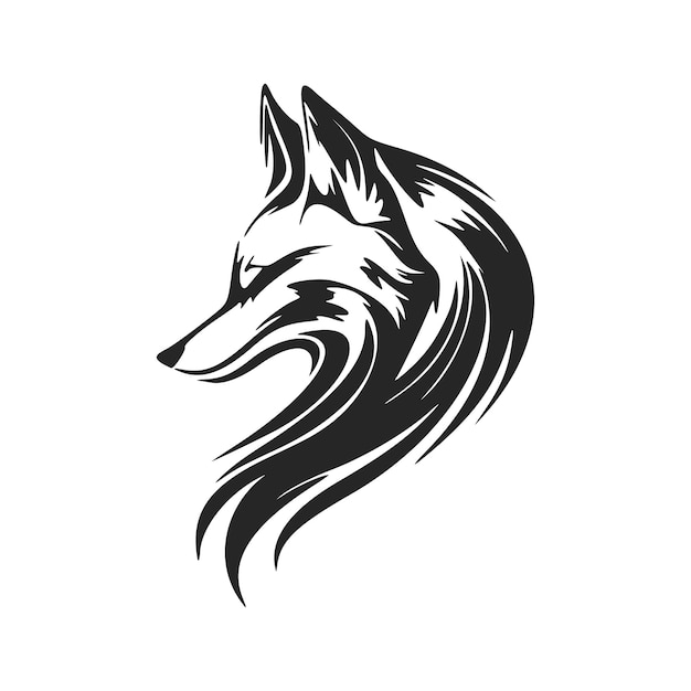 Vector clean and modern black and white fox head vector logo