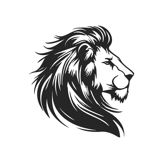 Vector clean and modern black and white lion vector logo