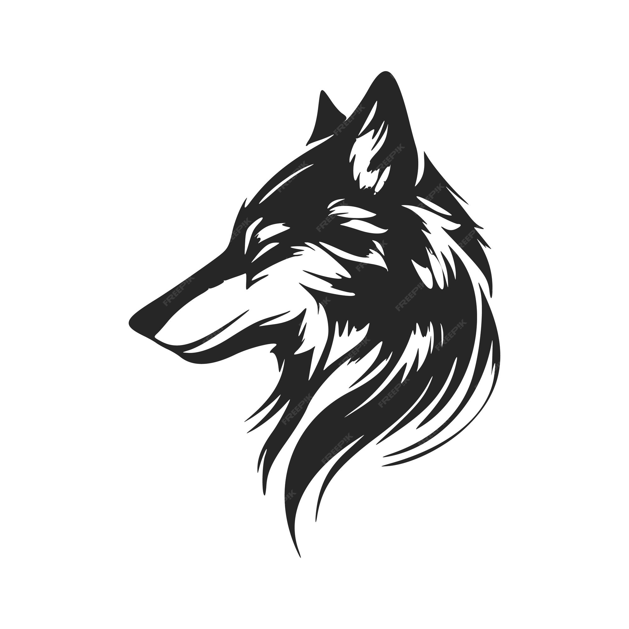 Premium Vector | Clean and modern black and white wolf head vector logo