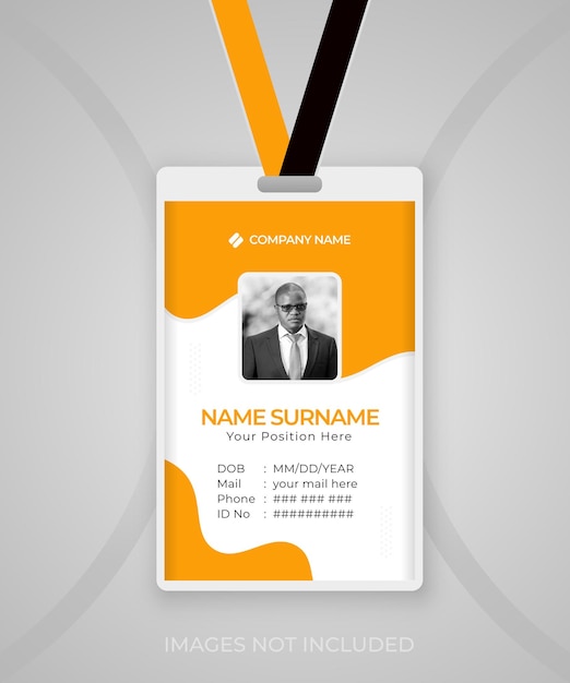 Clean modern employee id card design template