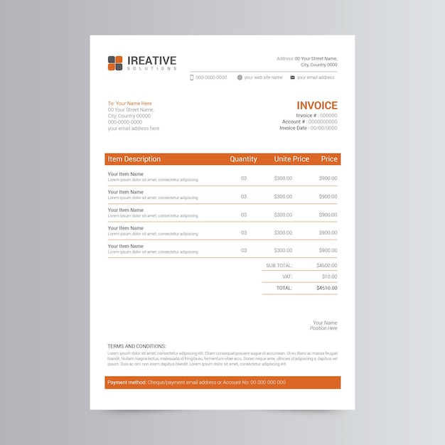 Clean and Modern Invoice Template