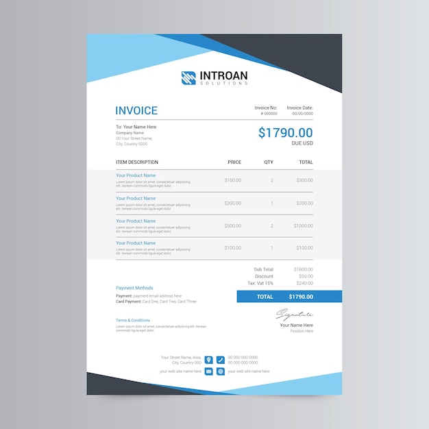 Clean and Modern Invoice Template