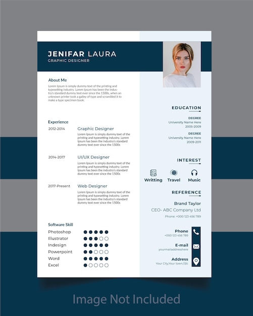 Clean modern and minimal resume or cv template