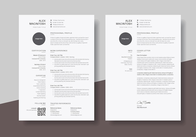 clean modern and professional resume or cv template curriculum vita