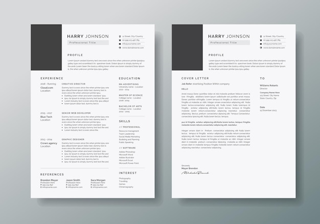 clean modern and professional resume or cv template curriculum vita