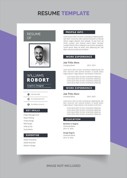 Clean and modern professional resume minimalist portfolio or CV template