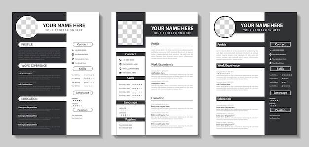 Clean modern resume and cover letter layout vector template for business job applications minimalis