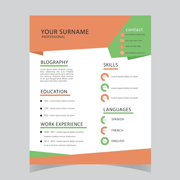 Moderno modello vettoriale di layout di curriculum e cover letter per le domande di lavoro aziendali minimalis