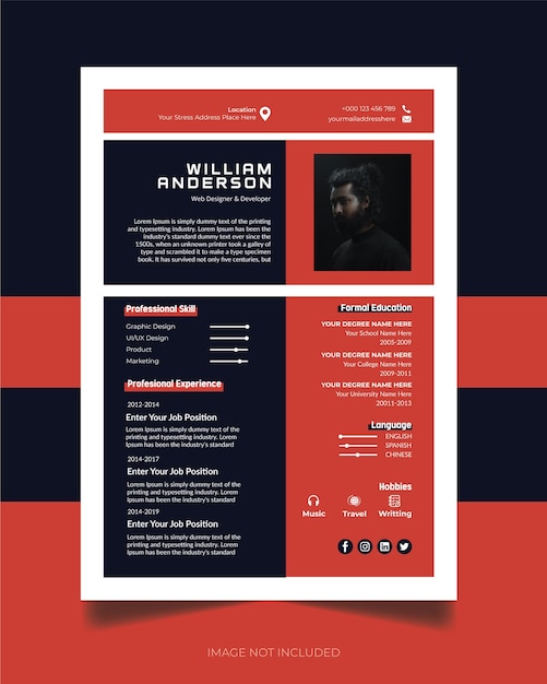 Clean modern resume or cv design template