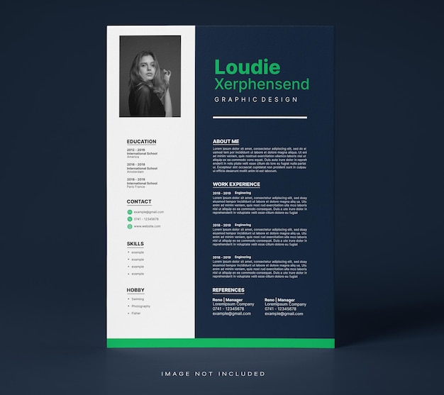 Vector clean and modern resume or cv green template