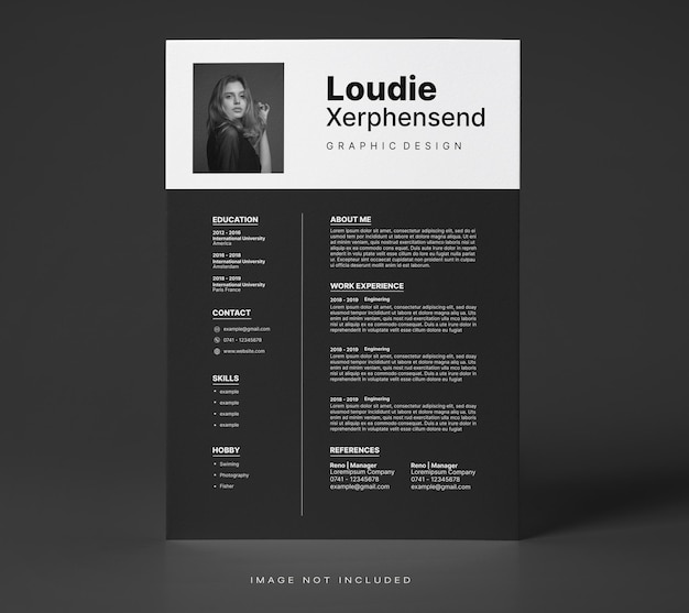 Clean and modern resume or cv template black