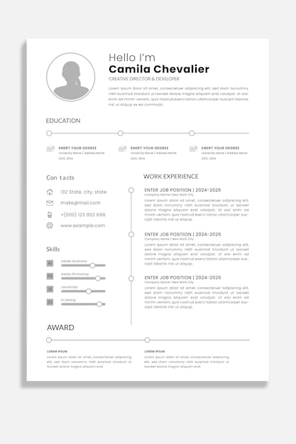 Clean and modern resume or cv template