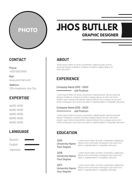 Vector clean and modern resume or cv template