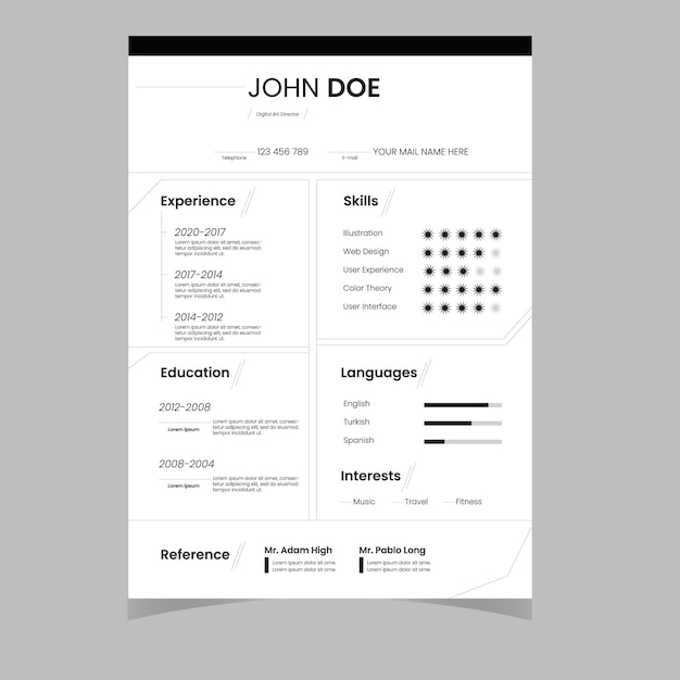 clean and modern resume portfolio or cv template Resume template vector minimalist cv template