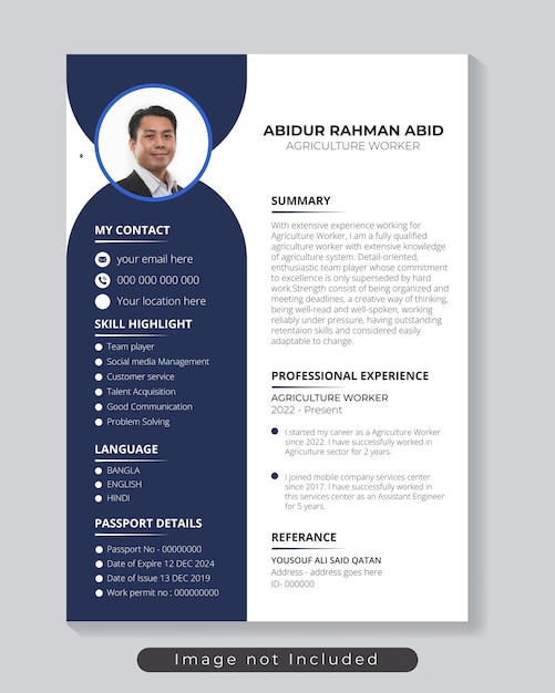 Vector clean and modern resume portfolio or cv template