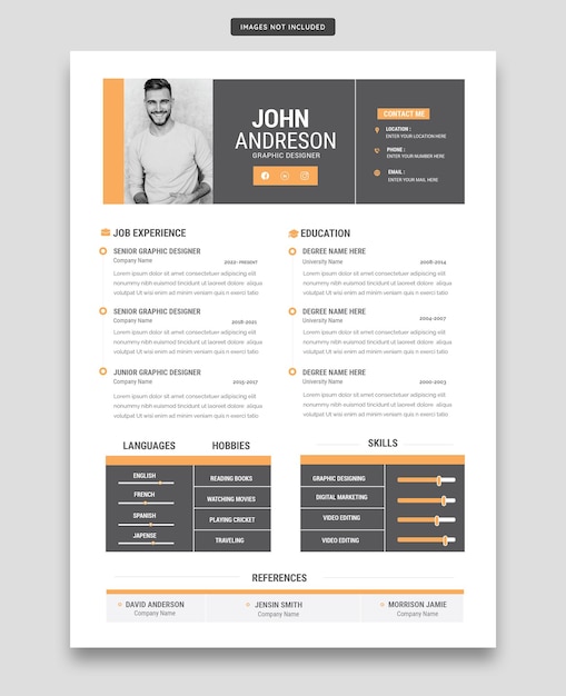 Clean and modern resume portfolio or cv template