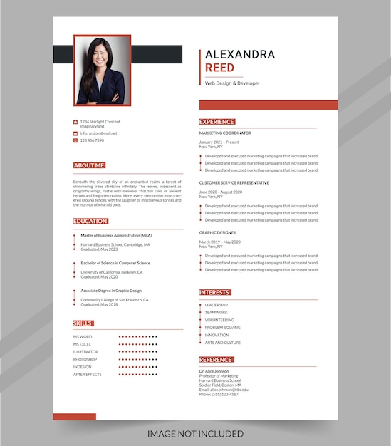 Clean and modern resume portfolio or cv template