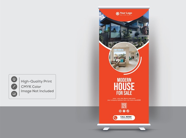 Clean and modern rollup xstand banner design template
