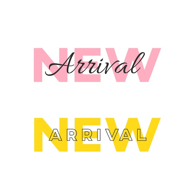 Clean New Arrival lettering on white background. New collection promo typographic banner.