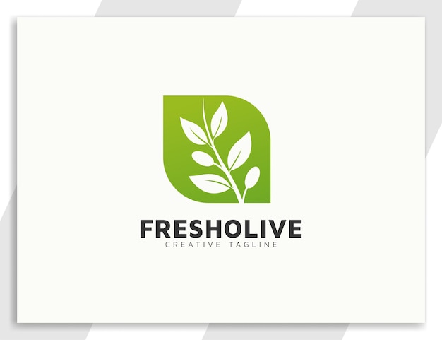 Clean olive tree logo with leaves