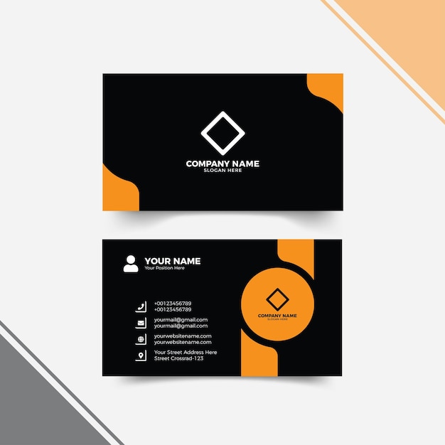 Vector clean orange and black business card design