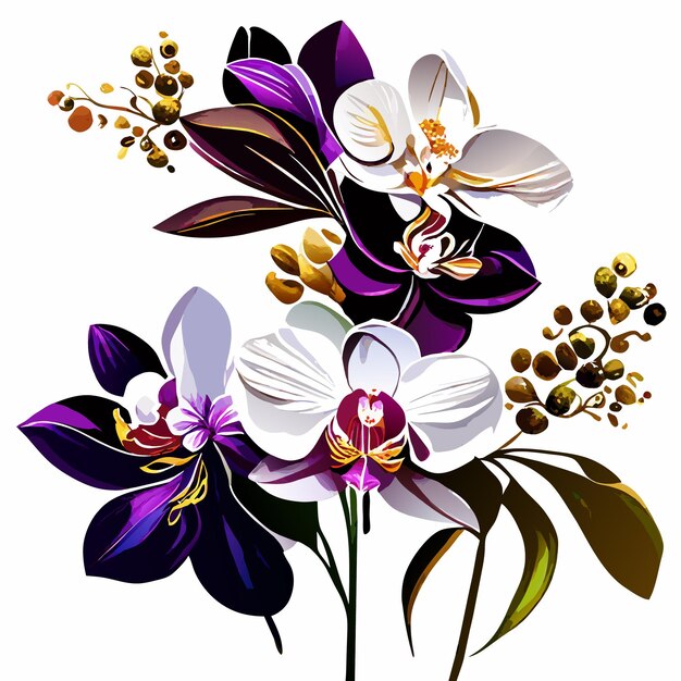 Clean orchid vector elegance