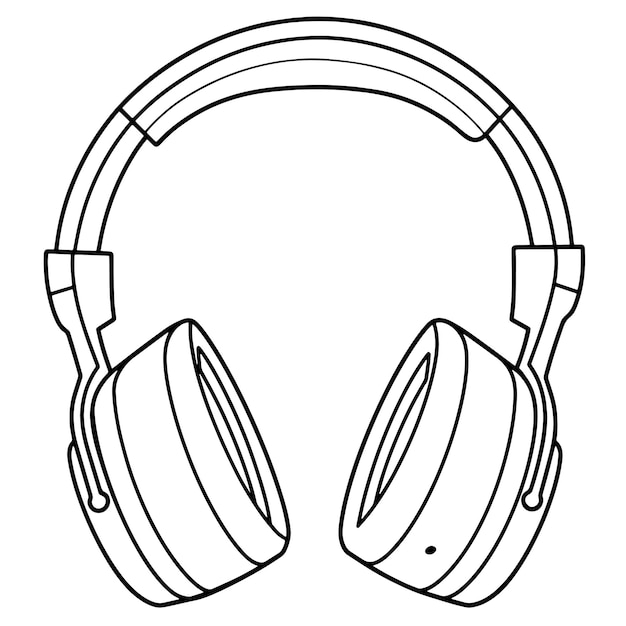 Illustrazione di contorno pulito delle cuffie perfette per il branding audio