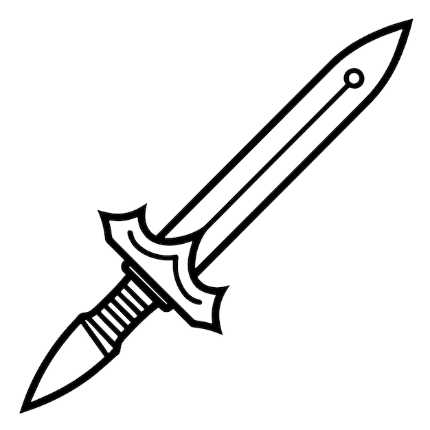 Clean outline illustration of a sword perfect for fantasy logos