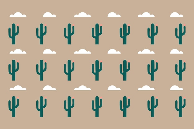 Vector clean pattern with cactus cloud flat modern shapes background vector