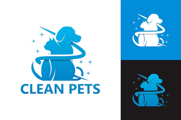 Clean pets logo template premium vector