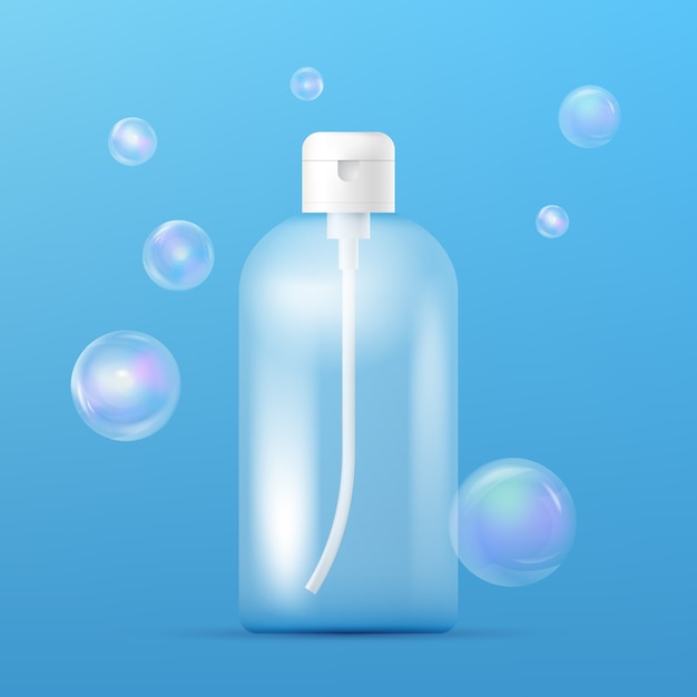 Clean plastic bottle template with dispenser for shampoo