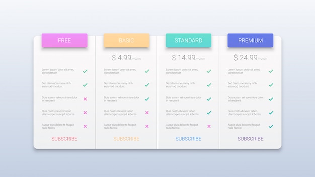 Clean Price Table Template for Website and Applications