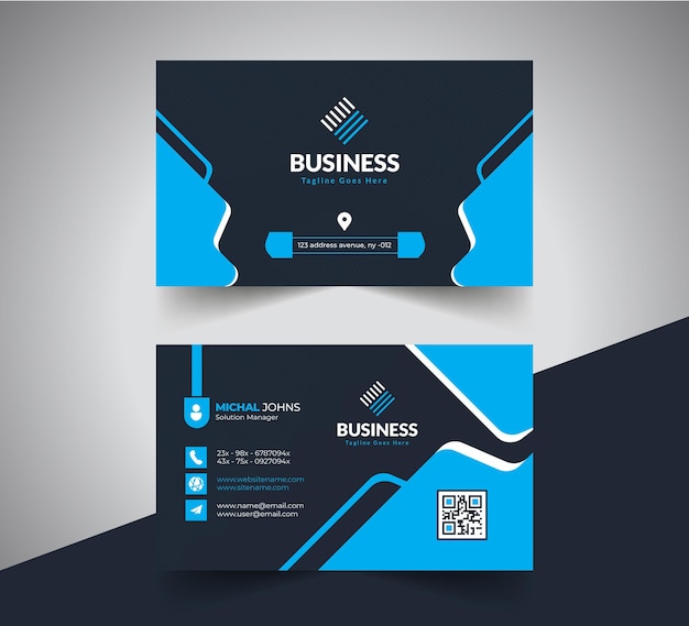 Vector clean and professional blue and dark blue business card design template