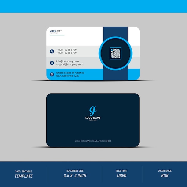 Clean professional business card template Free eps