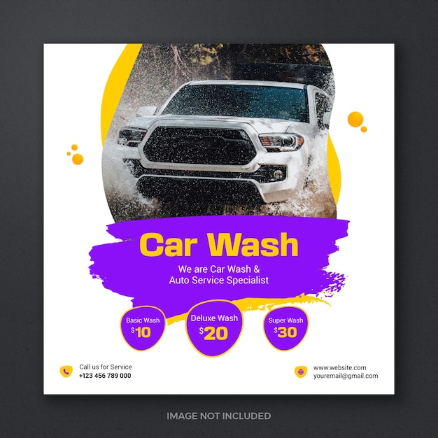 Vector clean professional car wash-promotie aanbieding social media post-sjabloon voor spandoek