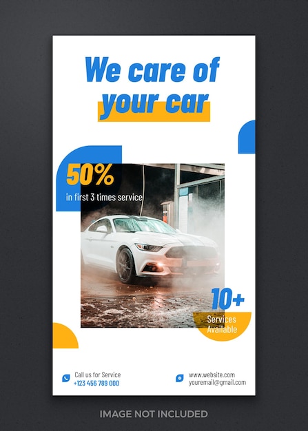 Vector clean professional car wash promotion offer social media instagram story post banner template design