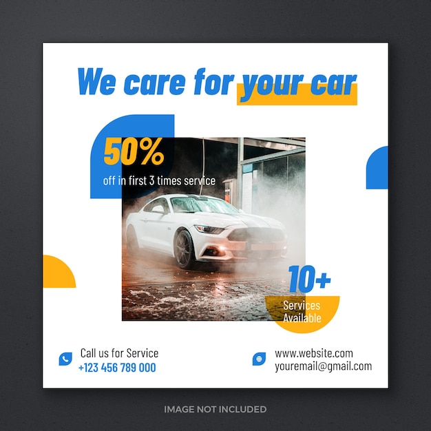 Vector clean professional car wash promotion offer social media post banner template design