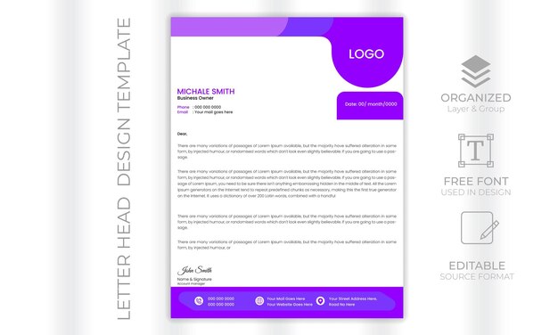 Clean and professional company business letterhead template