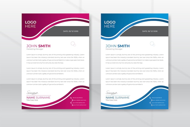 Clean and professional corporate company business letterhead template design