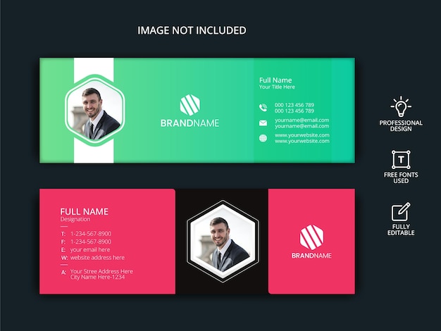 クリーンでプロフェッショナルなEメール署名またはEメールフッターとソーシャルメディアカバーバナーデザイン