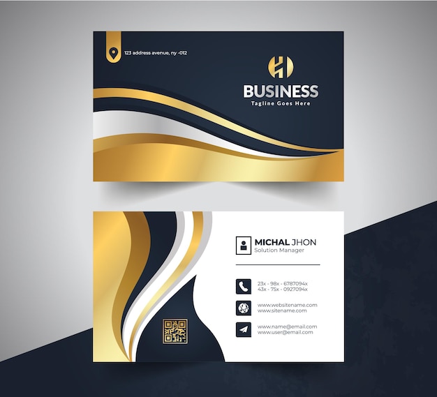Vector clean professional gold gradient and black luxury modern business card design template