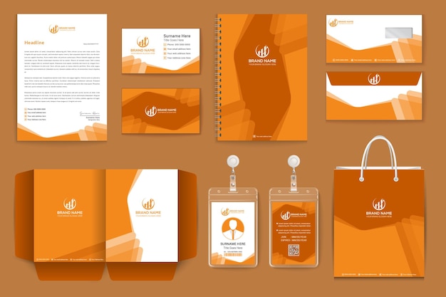 Clean Professional orange business branding identity stationery design