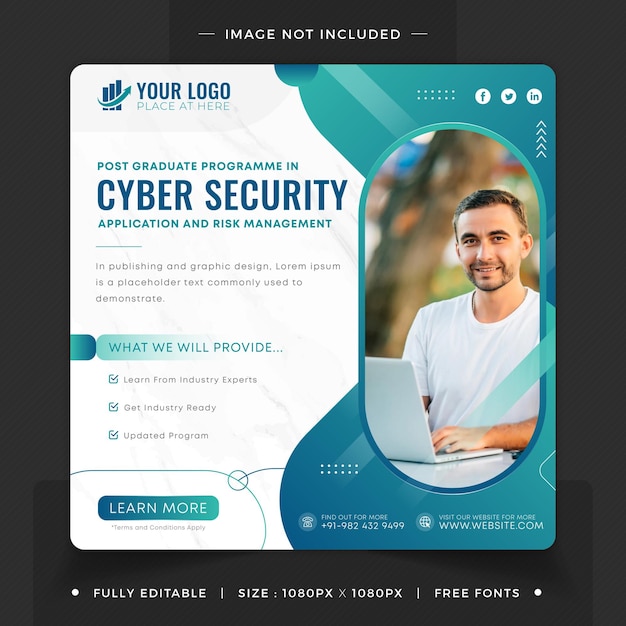 Clean and Professoinal Cyber Security Social Media Post Design Template