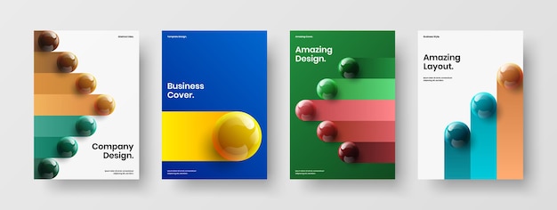 Clean realistic balls corporate cover concept set