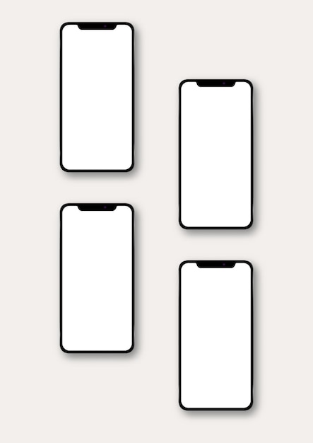 Vector clean realistic smartphones with blank screens vector grid