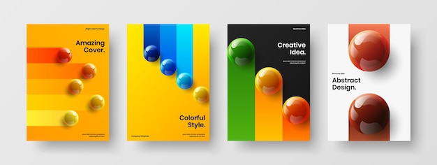 Clean realistic spheres company cover illustration composition