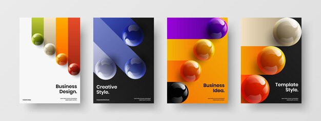 Clean realistic spheres flyer illustration bundle